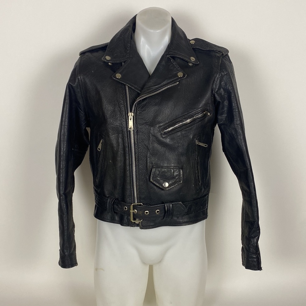 Leather Men Real Leather Moto Jacket Size 40